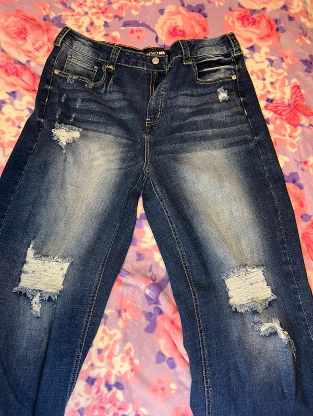 Fashion Nova Coldwater Canyon Stretch Ripped Wide Leg Jeans